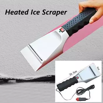 Автомобильный скребок для льда 12 В, электрический очиститель с подогревом, лопата для удаления льда, зимние щетки, инструмент для удаления антиобледенителя для лобового стекла, мойка, размораживатель чёрный