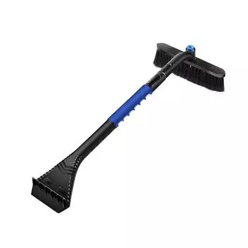 Автомобильный скребок для льда с метлой, автомобильный скребок для льда и щетка для снега 2 в 1, головка щетки с поворотом на 360°, нескользящая ручка из пенопласта, для легковых автомобилей, грузовиков, внедорожников, ветрового стекла 24*7*64cm синий