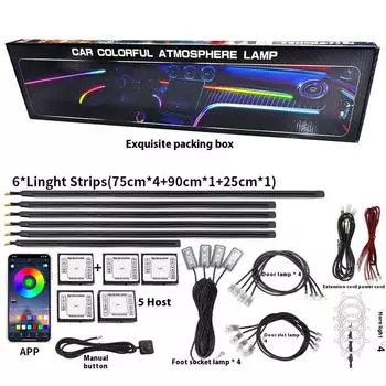 Автомобильный скрытый акрил 64 цвета RGB салон автомобиля Фэнтези окружающий свет 18 Light Source RGB