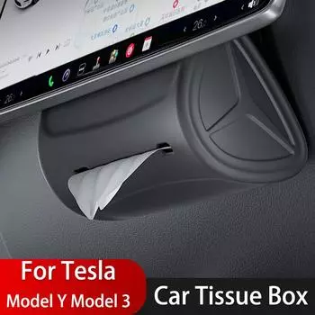 Автомобильный скрытый держатель для салфеток, коробка для модели Tesla 3 Y, автомобильная внутренняя коробка для салфеток из силикагеля, автомобильные аксессуары чёрный