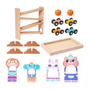 Автомобильный слайд-бег с деревянными машинками игровой набор рампа игрушки Монтессори трекбол падение для 1 2