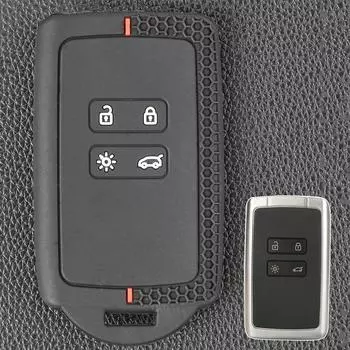 Автомобильный смарт-брелок с дистанционным управлением, защитный чехол с 4 кнопками для Renault Clio Koleos Megane Captur Kadjar Laguna Megane Scenic Fluence чёрный