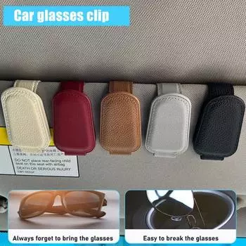 Автомобильный солнцезащитный козырек, держатель для искусственных очков, кронштейн из натуральной кожи, кожаные солнцезащитные очки, билетная карта чёрный