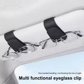 Автомобильный солнцезащитный козырек, держатель для очков, зажим из искусственной кожи, универсальный внедорожник, грузовой автомобиль, многофункциональная билетная карточка, вешалка для солнцезащитных очков, аксессуары для салона автомобиля чёрный