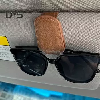 Автомобильный солнцезащитный козырек, держатель для очков, искусственное качество изготовления, натуральная кожа, кронштейн для солнцезащитных очков, зажим для билетных карт, автоаксессуары чёрный