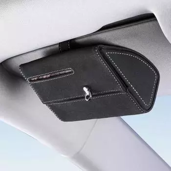Автомобильный солнцезащитный козырек Держатель для очков Органайзер для солнцезащитных очков Чехол для хранения Кейс с зажимом для карточек Хранение очков Автомобильные аксессуары чёрный