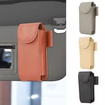 Автомобильный солнцезащитный козырек, держатель для солнцезащитных очков, кожаный магнит, футляр для очков, вешалка для очков, карточек, билетов, коробка для хранения, салон автомобиля бежевый