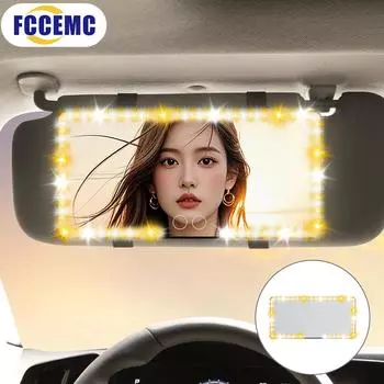 Автомобильный солнцезащитный козырек, косметическое зеркало, 3 режима, косметическое зеркало, козырек для макияжа, регулируемая яркость, светодиодная подсветка, сенсорное управление чёрный