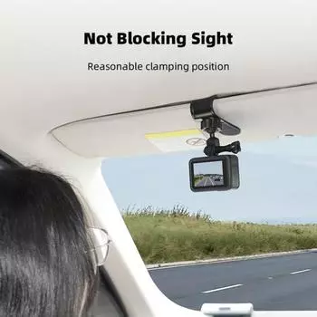 Автомобильный солнцезащитный козырек, крепление для камеры, вращение на 360 градусов, противоскользящий замок, противоударный держатель для видеоблога, спортивный кронштейн для камеры для GoPro, Osmo Pocket 3 чёрный