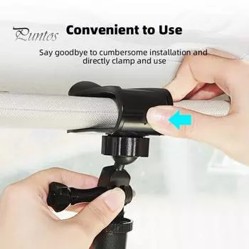 Автомобильный солнцезащитный козырек, крепление для камеры, вращение на 360 градусов, противоскользящий замок, противоударный держатель для видеоблога, спортивный кронштейн для камеры для GoPro, Osmo Pocket 3 чёрный