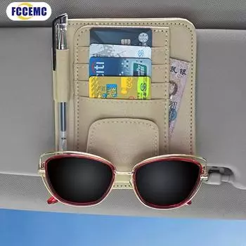 Автомобильный солнцезащитный козырек Mutil-Pocket Storage Organizer Car Documents Pouch Credit Card Sunglasses Pen Holder Car Interior Accessories бежевый