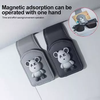 Автомобильный солнцезащитный козырек, зажим для очков, кожаный зажим для очков, магнитный держатель для солнцезащитных очков, вешалка, футляр для очков, аксессуары для салона автомобиля чёрный