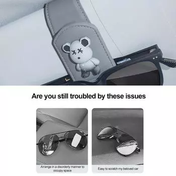 Автомобильный солнцезащитный козырек, зажим для очков, кожаный зажим для очков, магнитный держатель для солнцезащитных очков, вешалка, футляр для очков, аксессуары для салона автомобиля чёрный