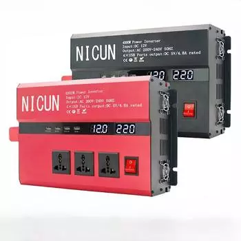 Автомобильный солнечный инвертор 3000W4000W5000W 12V/24V Plug Даже цифровой дисплей Home DC12V 1500W/3000W