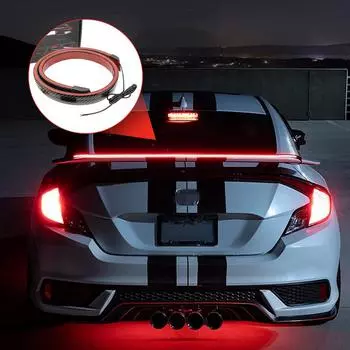 Автомобильный спойлер со светодиодной полосой, задний спойлер, простая установка, бампер из углеродного волокна, поворотный фонарь для автомобильного спойлера