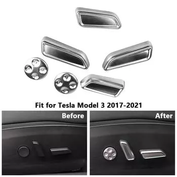 Автомобильный Стайлинг Кнопки регулировки сиденья Замена декоративных чехлов Наклейки Отделка для Tesla Model 3 2017-2024 Автоаксессуары CHINA