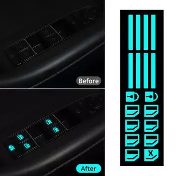 Автомобильный Стайлинг Переключатель Окна Светящиеся Наклейки Ночью Светящаяся Кнопка Флуоресцентные Наклейки Для Toyota Camry Mitsubishi Benz Hyundai Kia 1PCS зелёный