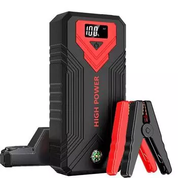 Автомобильный стартер Power Bank 1600A Автомобильное зарядное устройство для аварийного аккумулятора Пусковое устройство Jump Start Автомобильные аксессуары 30000mAh красный