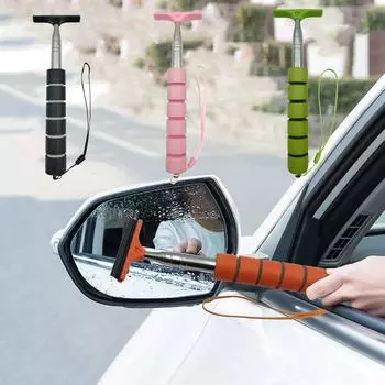 Автомобильный стеклоочиститель для зеркала заднего вида, телескопическая выдвижная щетка из нержавеющей стали с многослойной головкой, щетка для мытья окон, щетка для чистки дворников кадмий оранжевый