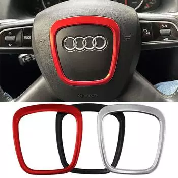 Автомобильный стиль рулевое колесо центр значок украшение крышка для A-udi A3 8P A4 B7 A5 A6 C6 A7 A8 Q5 Q7 Sline логотип отделка кольца наклейки серебряный