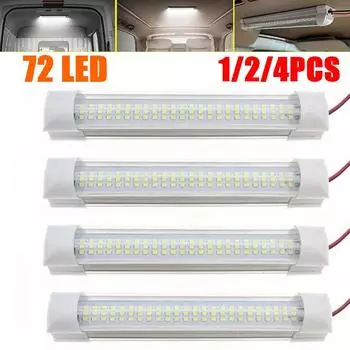 Автомобильный светильник для чтения, универсальный, для салона, 72 светодиодных полос белого света, барная лампа, выключатель, выключатель для фургона, грузовика, каравана, автофургона, дома на колесах, транспортного средства для отдыха