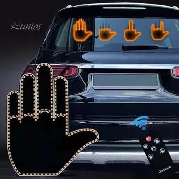 Автомобильный светильник с подсветкой пальцев, интерактивный с жестами, 203 бусины, дневная/ночная видимость, напоминание, привлечение водителей, 4 жеста, пульт дистанционного управления, янтарно-желтый, немерцающий Men