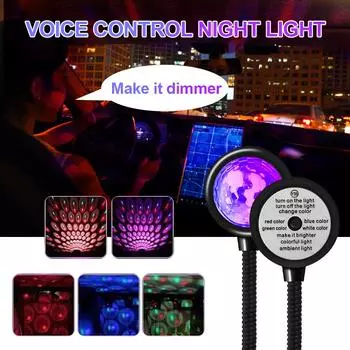 Автомобильный светодиодный фонарь для освещения крыши, звездное небо, голосовое управление, проектор, украшение USB, многоцветный ночной светильник