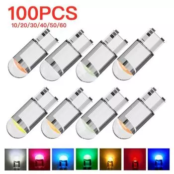 Автомобильный светодиодный фонарь T10 W5W Canbus Glass, автомобильный фонарь COB, прозрачный, 6000K, плафон для чтения, габаритный фонарь, клиновидная лампа для номерного знака, 168 194 192, постоянный ток 12 В 10 Pcs белый