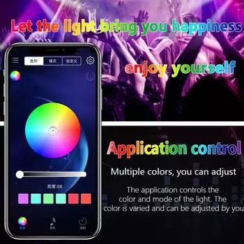 Автомобильный светодиодный интерьер, атмосфера RGB-подсветка, универсальный окружающий свет, автомобильный светодиодный цветной дисплей с приложением для управления музыкой, автоматическая декоративная лампа