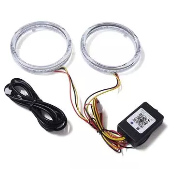 Автомобильный светодиодный круг «ангельские глазки» 2,5/3 дюйма, цветной циклон «ангельский глаз», RGB, Bluetooth, контролируемое вращение дыхания через приложение 3 inches