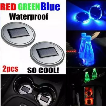 Автомобильный светодиодный солнечный светильник, подстаканник, автомобильный интерьер, USB, красочные атмосферные огни, лампа, держатель для напитков, противоскользящий коврик, автотовары 1pc красный