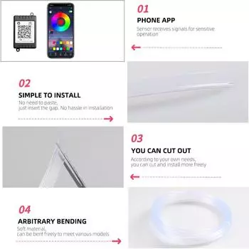 Автомобильный светодиодный светильник для создания атмосферы в салоне, универсальный RGB-свет, оптоволоконное приложение, управление музыкой, автоматическая декоративная неоновая лампа