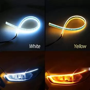 Автомобильный светодиодный ультратонкий дневной ходовой фонарь, автомобильная световая лента, двухцветная водная полоска, рулевая лампа, декоративная световая полоса для фар