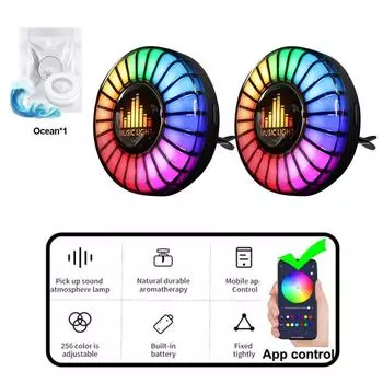 Автомобильный светодиодный звуковой контроллер звукоснимателя Rhythm Lights освежитель воздуха RGB голосовое управление атмосферой Rhythm Light APP Control Multi-Color