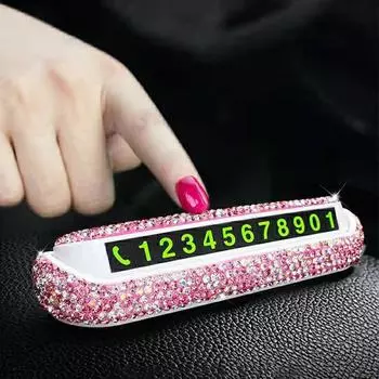 Автомобильный светящийся стелс-леди, симпатичный, украшенный бриллиантами, стразы, мобильный номерной знак автомобиля, аксессуары для интерьера, номер парковки розовый