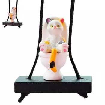 Автомобильный талисман для кошек, крутой кот на унитазе, аксессуары для салона автомобиля, милый талисман, подвеска, украшение для внедорожника, спальни, гостиной, автомобиля белый