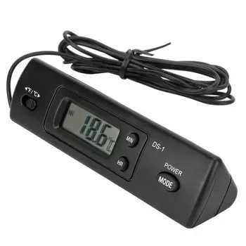 Автомобильный термометр, автомобильные цифровые часы с температурой, многофункциональные высокоточные электронные часы из АБС-пластика, автомобильные цифровые часы для автомобиля 11.8*3.2*2.7cm чёрный