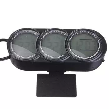 Автомобильный термометр и часы для помещения/улицы, цифровой ЖК-дисплей, оранжевая/синяя светодиодная подсветка