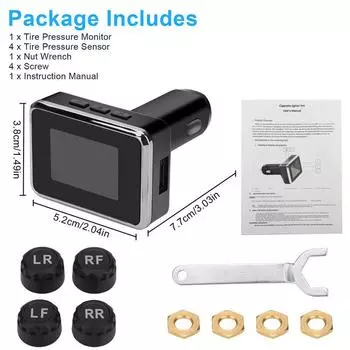 Автомобильный Tpms прикуриватель беспроводной Tpms ЖК-цифровой дисплей автомобильная система сигнализации давления в шинах 4 внешних внутренних датчика универсальный чёрный