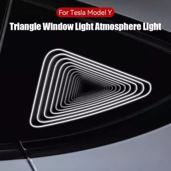 Автомобильный треугольный оконный светильник Atmoshpere Light, модифицированный треугольный оконный декоративный светильник для Tesla Model Y 2019-2024, простая установка