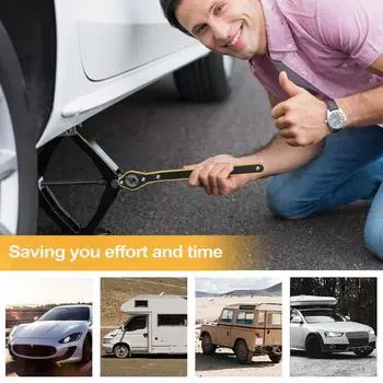 Автомобильный трудосберегающий ключ с храповым механизмом, ножничный домкрат, гаражный шиномонтажный гаечный ключ, ручка, трудосберегающий гаечный ключ, инструмент для ремонта автомобиля зелёный