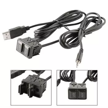 Автомобильный USB-адаптер AUX, черный удлинитель для скрытого монтажа