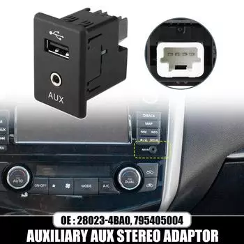 Автомобильный USB-порт, дополнительный аудио-видеоразъем 795405004 28023-4BA0, совместимый с 370Z Altima Frontier Kicks NV Rogue Xterra чёрный