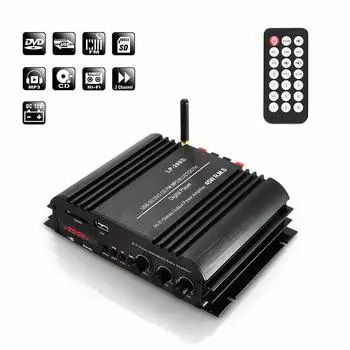 Автомобильный усилитель Bluetooth, цифровой проигрыватель HIFI, стереозвук, мощность 2 канала, 45 Вт, поддержка домашнего мультимедиа, SD, USB, FM, MP3, DVD, CD, LP-269S