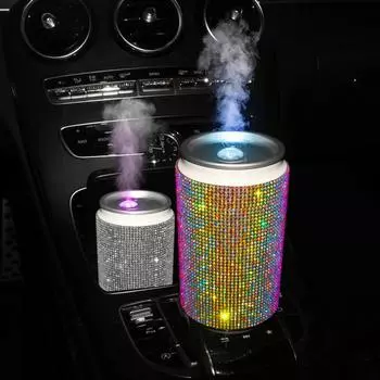 Автомобильный увлажнитель воздуха Bling со светодиодной подсветкой, цветные настольные увлажнители, портативный USB-мини-освежитель воздуха, автомобильные аксессуары для женщин