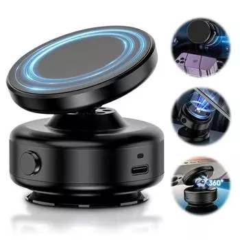 Автомобильный вакуумный магнитный держатель для телефона, вращающийся на 360°, универсальный кронштейн для мобильного телефона, крепление в автомобиле для Magsafe iPhone Samsung чёрный