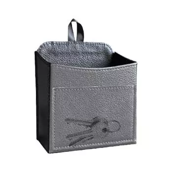 Автомобильный вентиляционный карман для хранения, автомобильный органайзер, держатель для приборной панели, подвесной кожаный чехол для телефона, очков, ключей серый