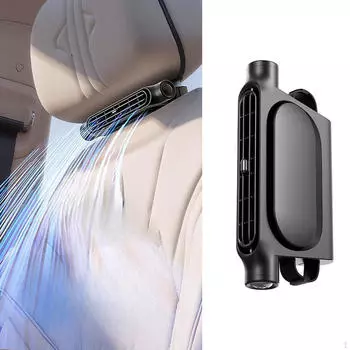 Автомобильный вентилятор для заднего сиденья, универсальный, компактный, портативный, легкий, электрический, воздушный чёрный