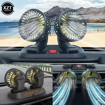 Автомобильный вентилятор, регулируемый на 360°, 3-х головной воздушный вентилятор, автомобильный электрический вентилятор, USB 12 В 24 В, 2 скорости, автомобильный бесшумный вентилятор для дома, стола, офиса и автомобиля