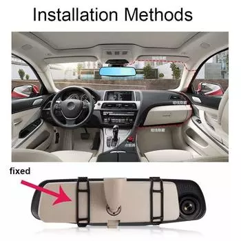 Автомобильный видеорегистратор 4,3 дюйма 1080P HD с двумя объективами, видеорегистратор, зеркальная камера, камера заднего вида чёрный